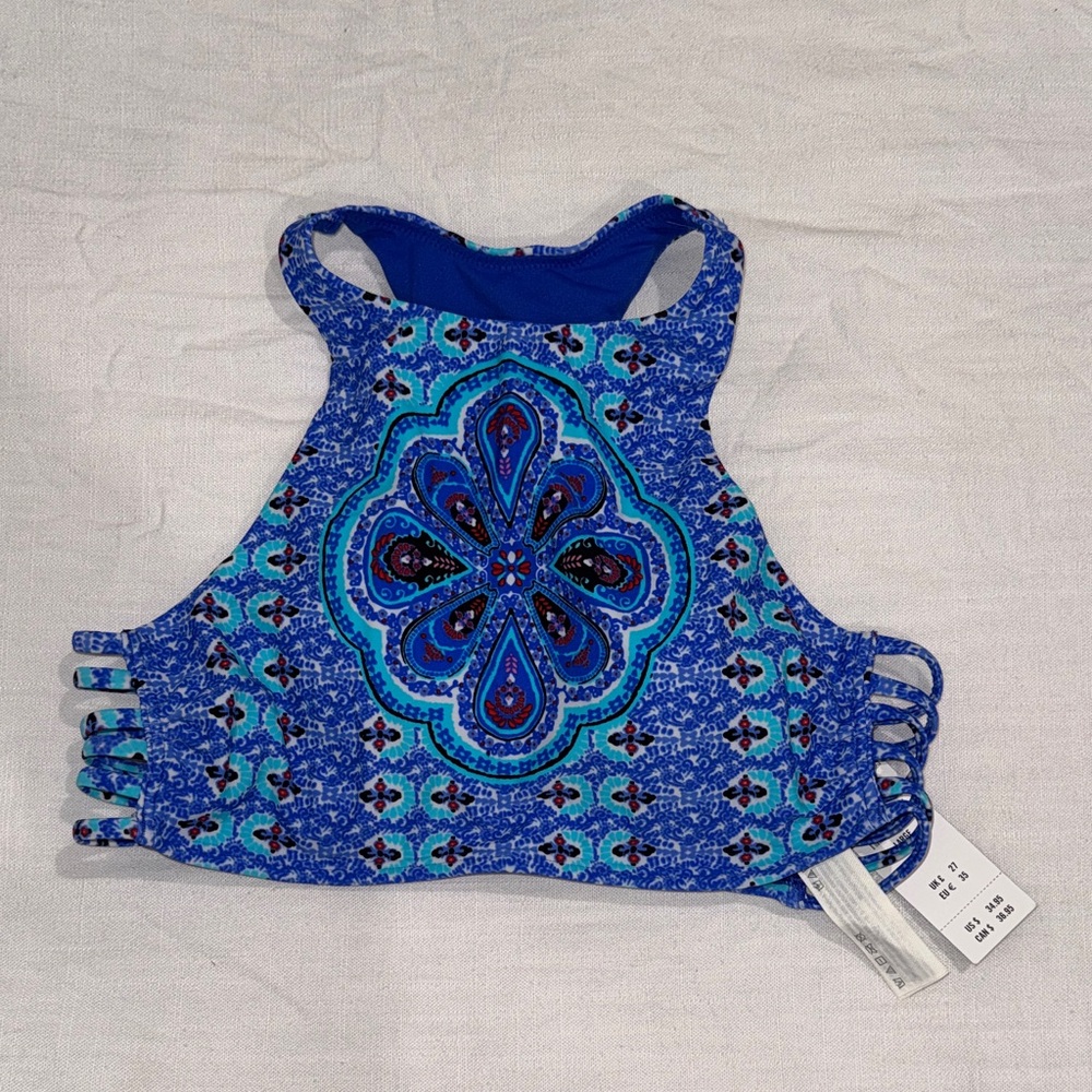 Blue Patterned Women's Bathing Suit Top
